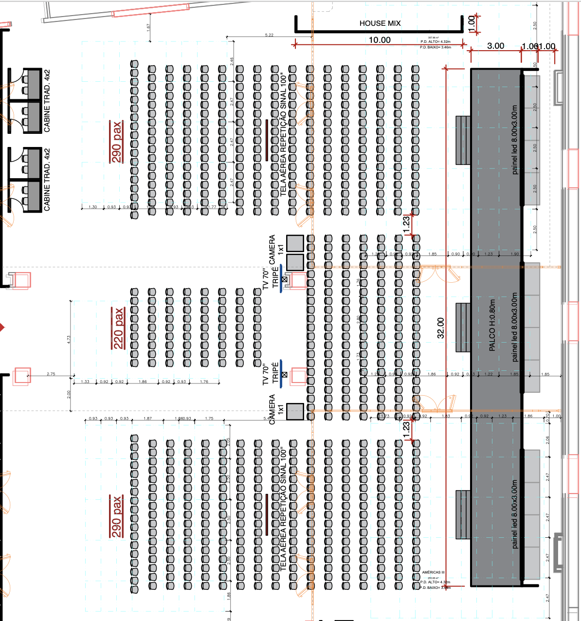 Planta do evento — posicionamento de equipamentos